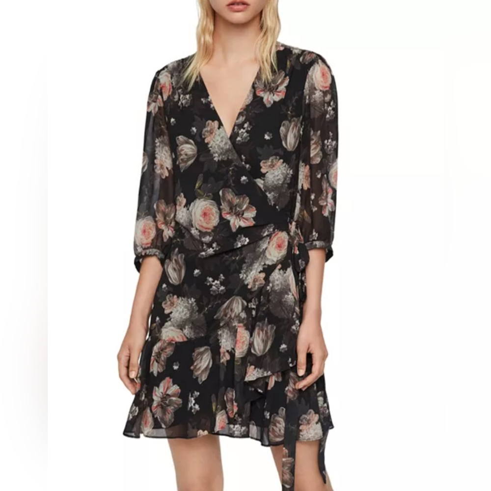 NWOT - ALLSAINTS Jade Eden Floral Black Dress (XS)